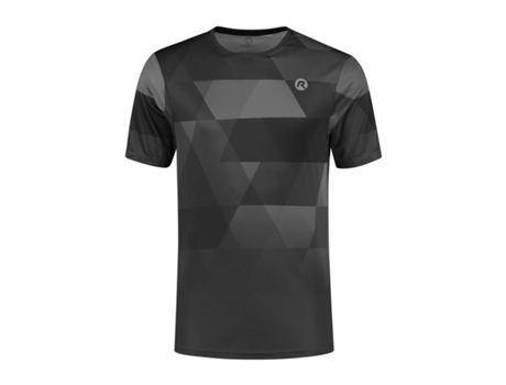 Camiseta de Hombre para Running ROGELLI Geometric Gris Poliéster Negro (XL)