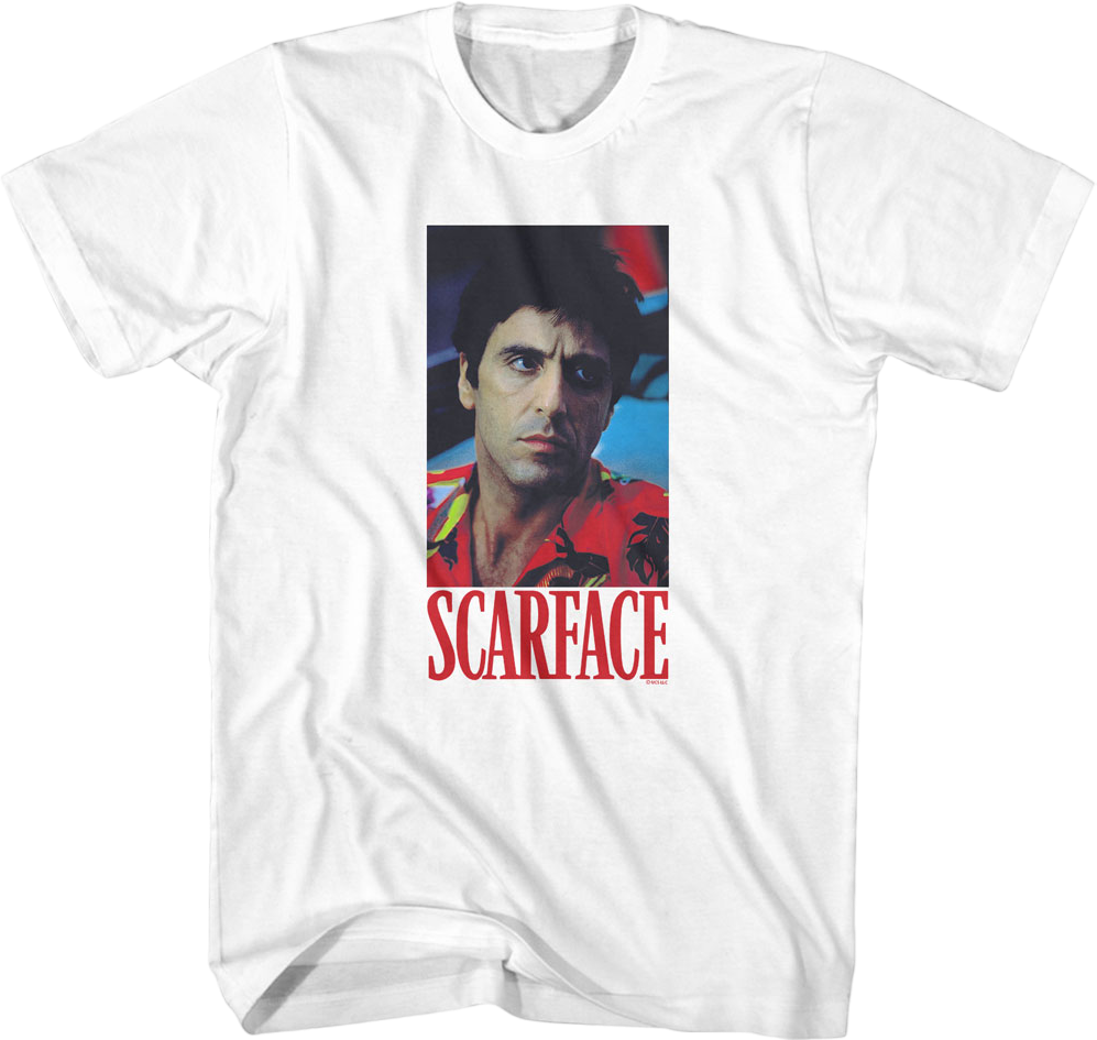 Camiseta Unisexo DEEPSTONE Tony Montana Photo Scarface Blanco (XXL)