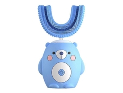 Escova De Dentes Elétrica Automática Em Formato De U Com Desenho De Urso Azul Infantil.