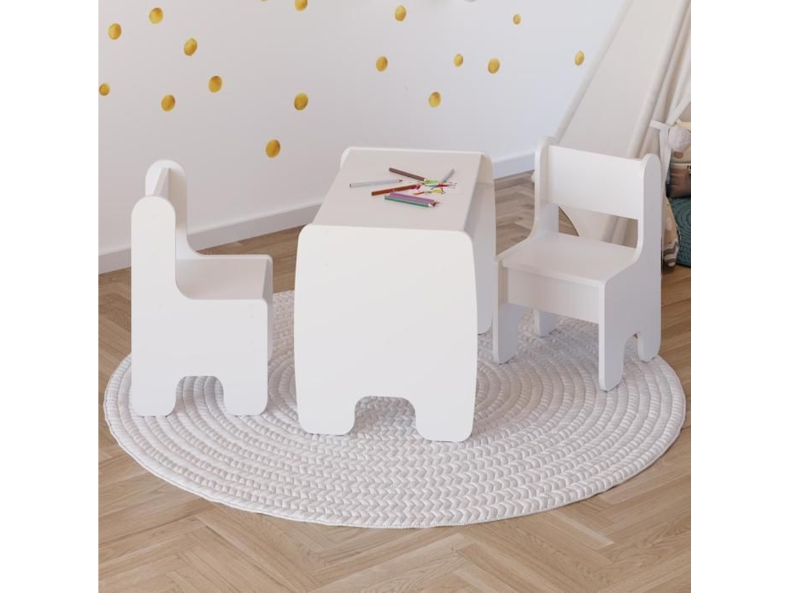 Conjunto de mesa y 2 sillas infantiles TIMI - blanco