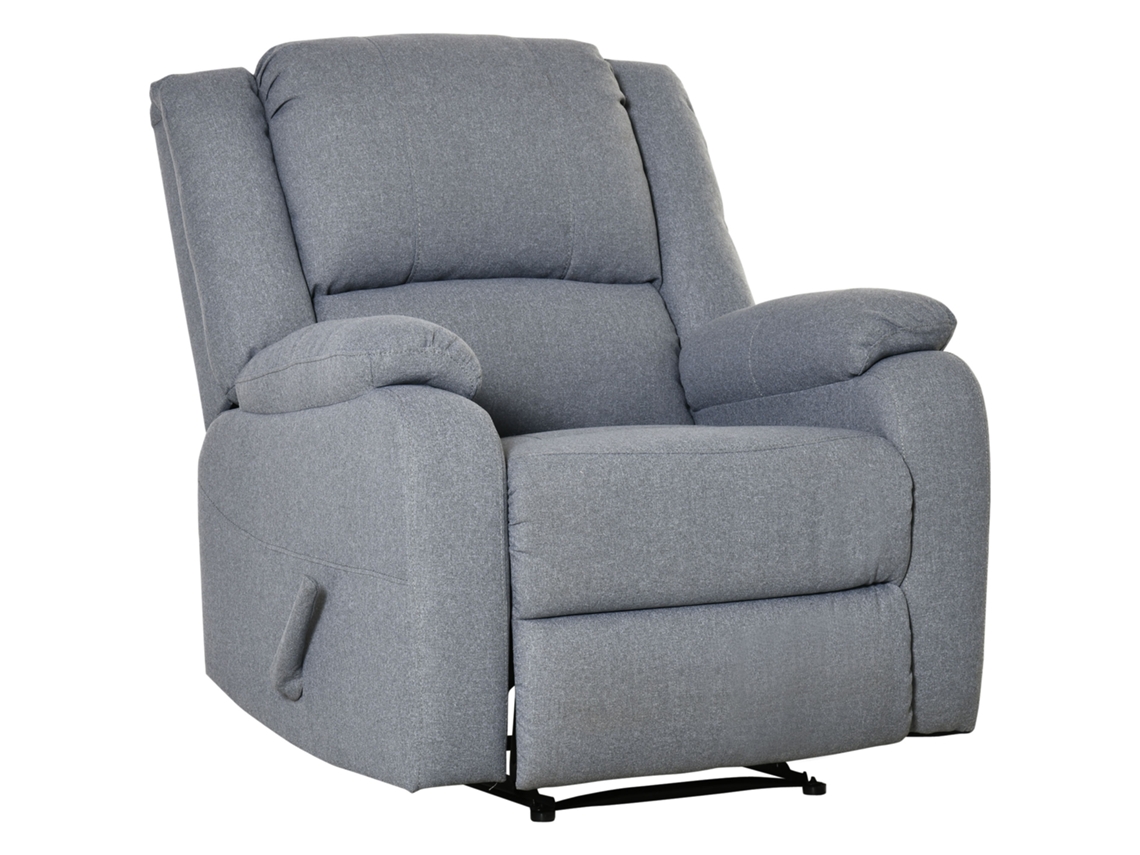 Sillón Reclinable Con Reposapiés, Tela Lino Gris Claro