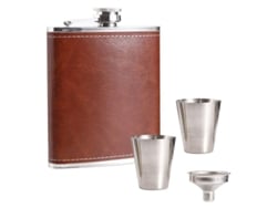 Set Regalo De Cantimplora De Acero Inoxidable Con Cubierta De Cuero Y Accesorios Para Hombres