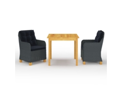 Conjunto De 3 Peças De Jantar Para Jardim Cinzento Escuro Dkd Home Decor