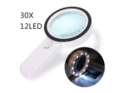 Lupa De 30 Aumentos Con Luz Led, Lupa De Mano Con Lente De Cristal Auténtico, 3,15 Pulgadas.
