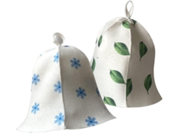 Touca de Sauna Rebe, Conjunto de 2 Toucas de Feltro e Lã para Homens e Mulheres, Acessório para Sauna, Banho e Spa, Estampa de Floco de Neve e Folha
