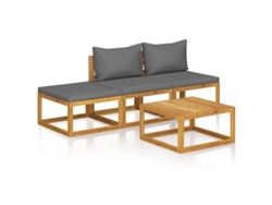 Maison Exclusive - Muebles De Jardín 4 Pzas Cojines Crema Madera Maciza De Acacia