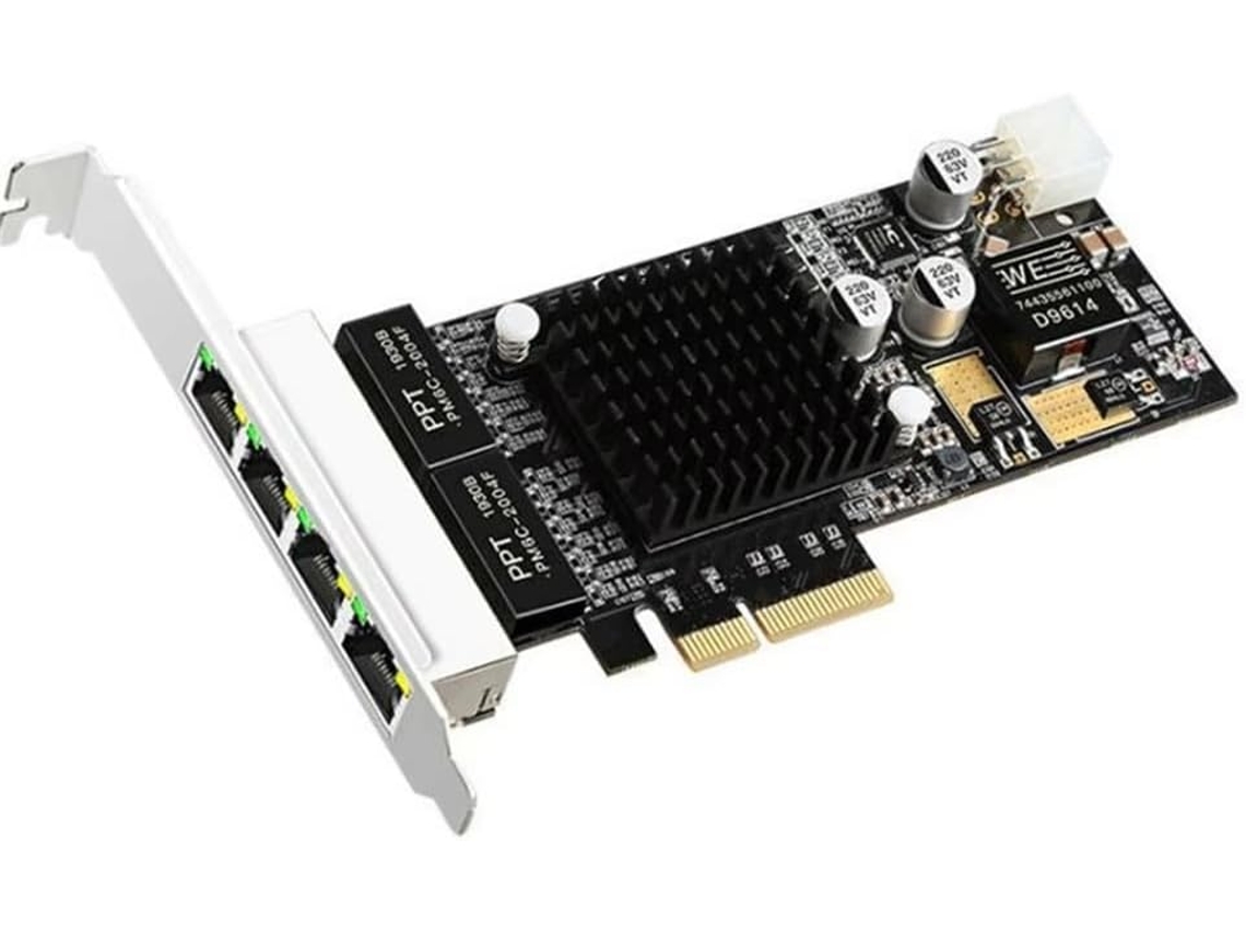 Convertidor Ethernet Industrial Para Tarjeta De Red Pcie Poe De 4 Puertos