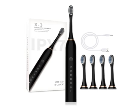 Cepillo de Dientes Eléctrico TRUMSEN X-3 Negro (45000 Rpm - 6 Modos - Recargable)