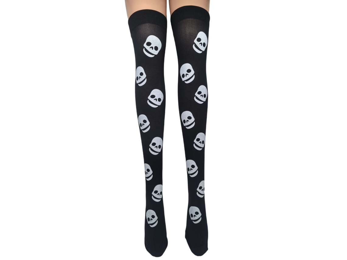 Calcetines de fiesta de Halloween, disfraz de calavera negra, talla única Chennnls