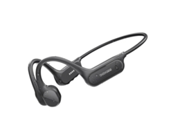 Auriculares de conducción ósea, diseño resistente al agua, Bluetooth 5.4, color negro.