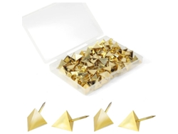 100 Unidades De Chinchetas Triangulares Decorativas Con Punta De Acero Chapado En Oro Para Tableros De Corcho, Mapas Y Manualidades.