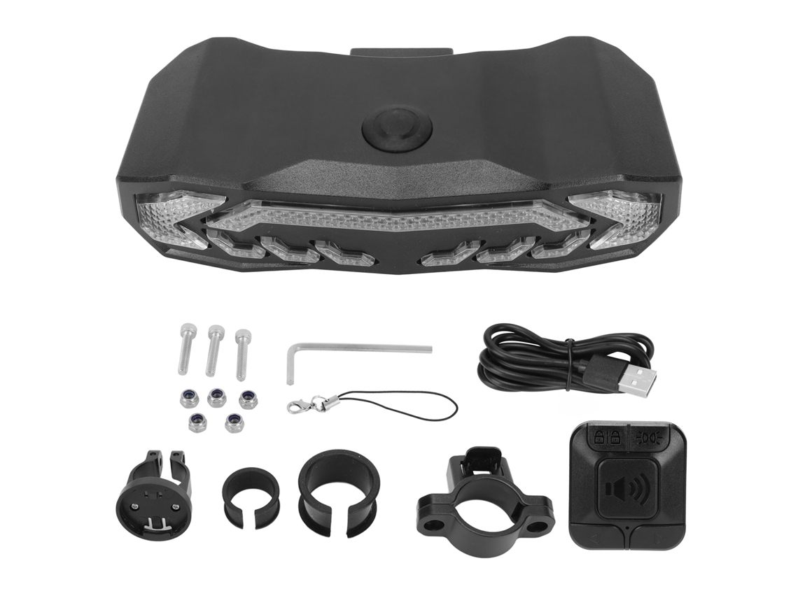 Luz trasera recargable e impermeable para bicicleta con 6 modos y alarma, encendido/apagado automático.