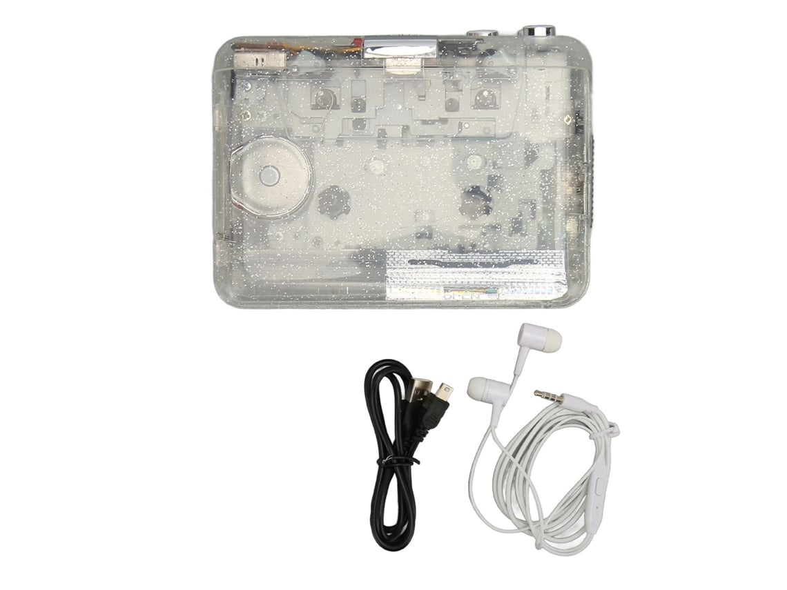 Conversor De Cassete Para Mp3 Player Portátil Com Usb E Som Estéreo Hifi Case Transparente