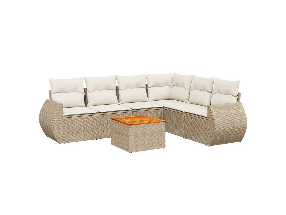 Maison Exclusive - Set Sofás De Jardín 7 Piezas Y Cojines Ratán Sintético Beige