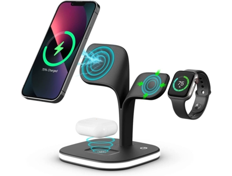 Cargador Auto CHRONUS WXCD-221025-9FM Magsafe Wireless(iPhone Apple Watch/Airpods - Negro)