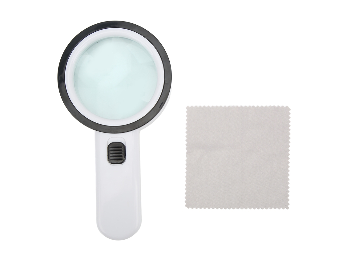 Lupa Óptica De Mano De 8 Cm Con Aumento De 30x Y 12 Luces Led De Alta Potencia.