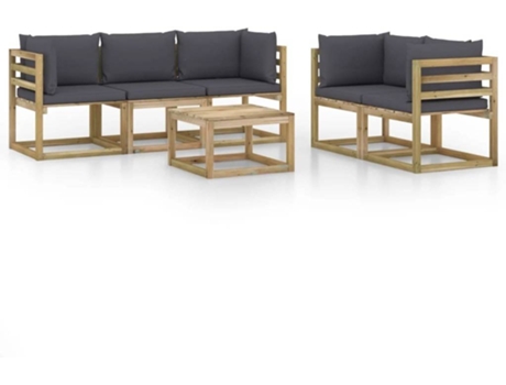 Conjunto 6 de muebles de jardín VIDAXL con cojines gris antracita