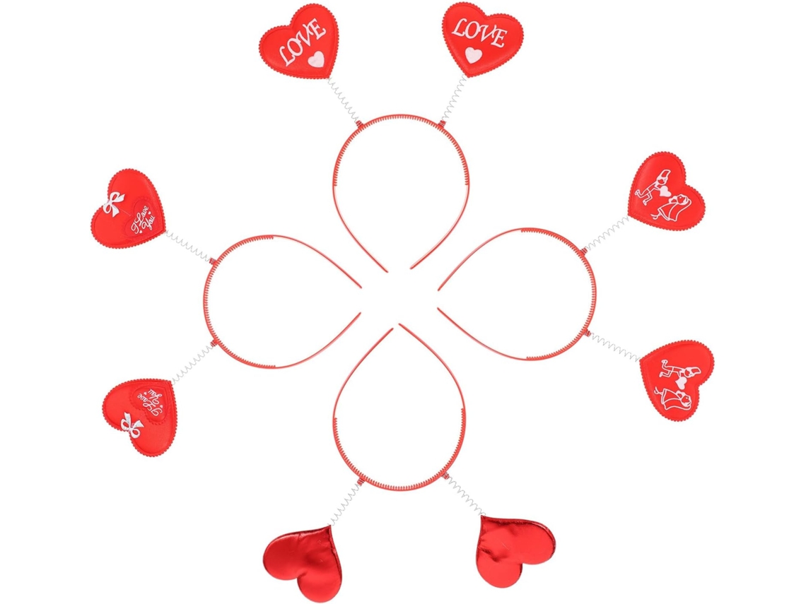 Lot De 4 Diademax Cœur Rouges Saint-valentin Accessoires Décoratifs Fête Serrage-têtes Cómodos