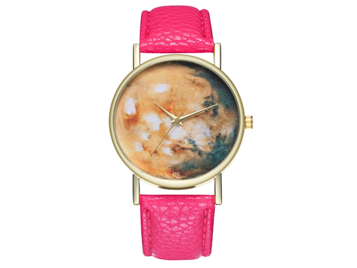 Reloj De Pulsera De Cuarzo Con Correa De Pu Para Hombre Y Mujer T32-a Rojo Rosa
