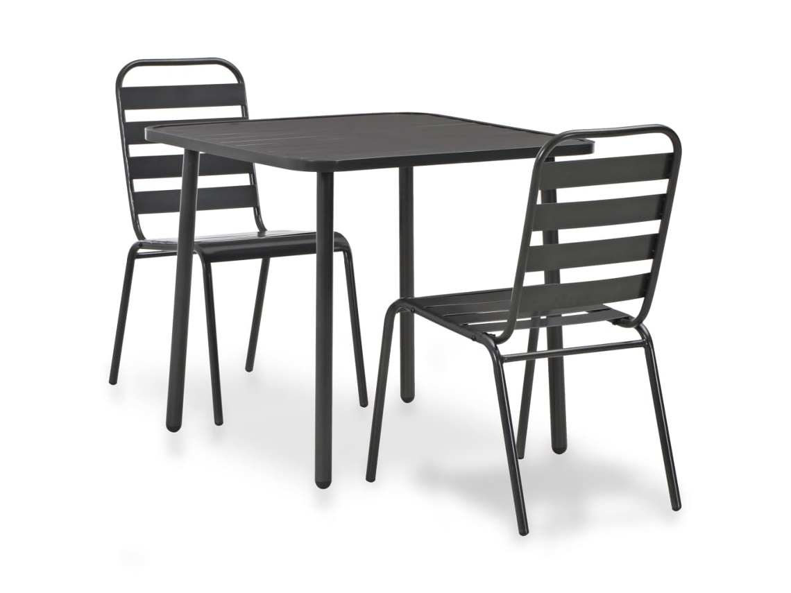 Pcs Conjunto Bistro Aço Cinzento Escuro Dkd Home Decor