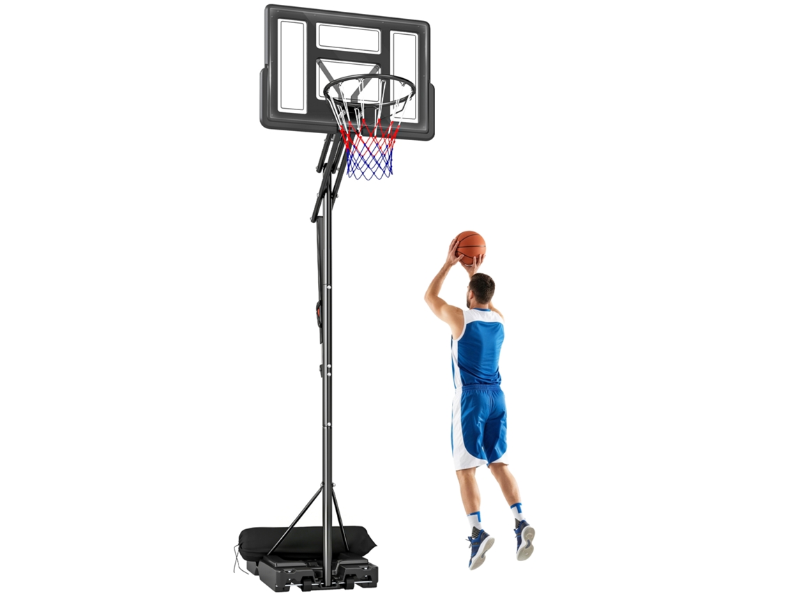 Cesta Basquete Externa 235-305 Cm Rodas Base Recarregavel Saco Peso Preta