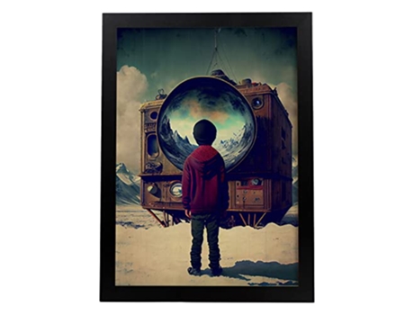 NACNIC Poster Transparente En Estilo Surrealismo Cinematográfico Ilustraciones Y Grabados De Historieta Abstracta Y Artística A3 Marcos Negros