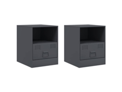 Maison Exclusive - Mesitas De Noche 2 Unidades Gris Antracita 34,5x39x44 Cm