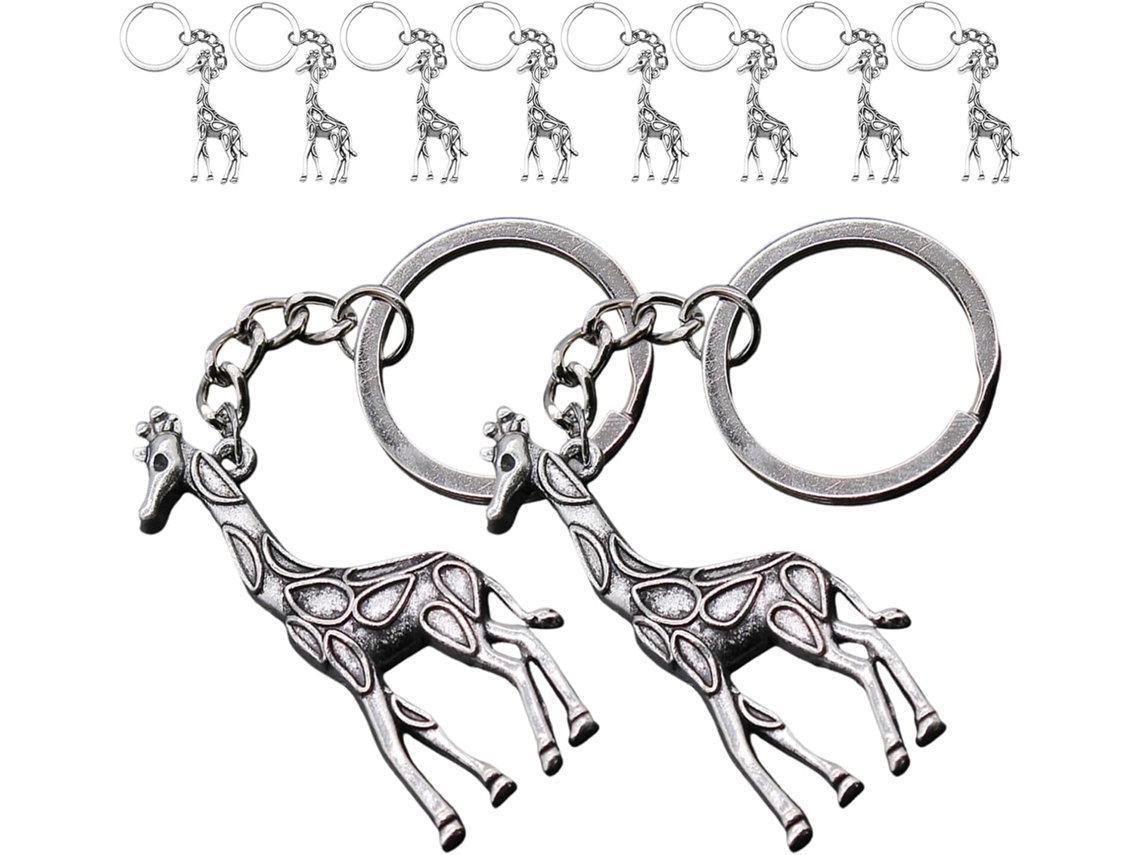 Llaveros De Jirafa De Metal Plateado, 10 Unidades, Adornos Decorativos Para Mochilas Y Coches.
