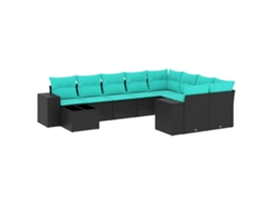Maison Exclusive - Conjunto De Sofá De Jardín De 10 Piezas Con Cojines, De Poliratán Negro