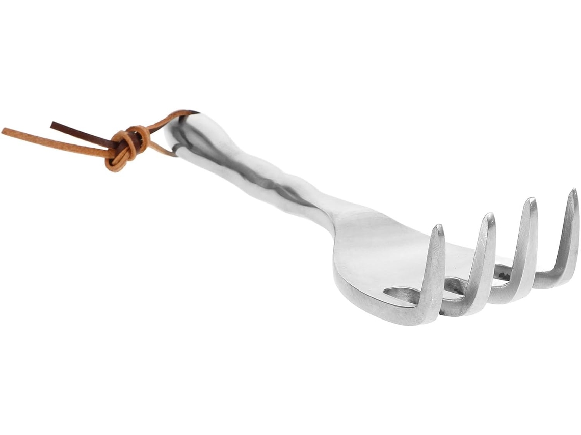 Rastrillo De Mano Metálico Compacto Para Jardines, Mini Rastrillo De Cuatro Garras Para Aflojar La Tierra Y Desherbar.