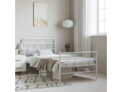 Estructura Cama Sin Colchón Con Estribo Metal Blanco 100x200 Cm