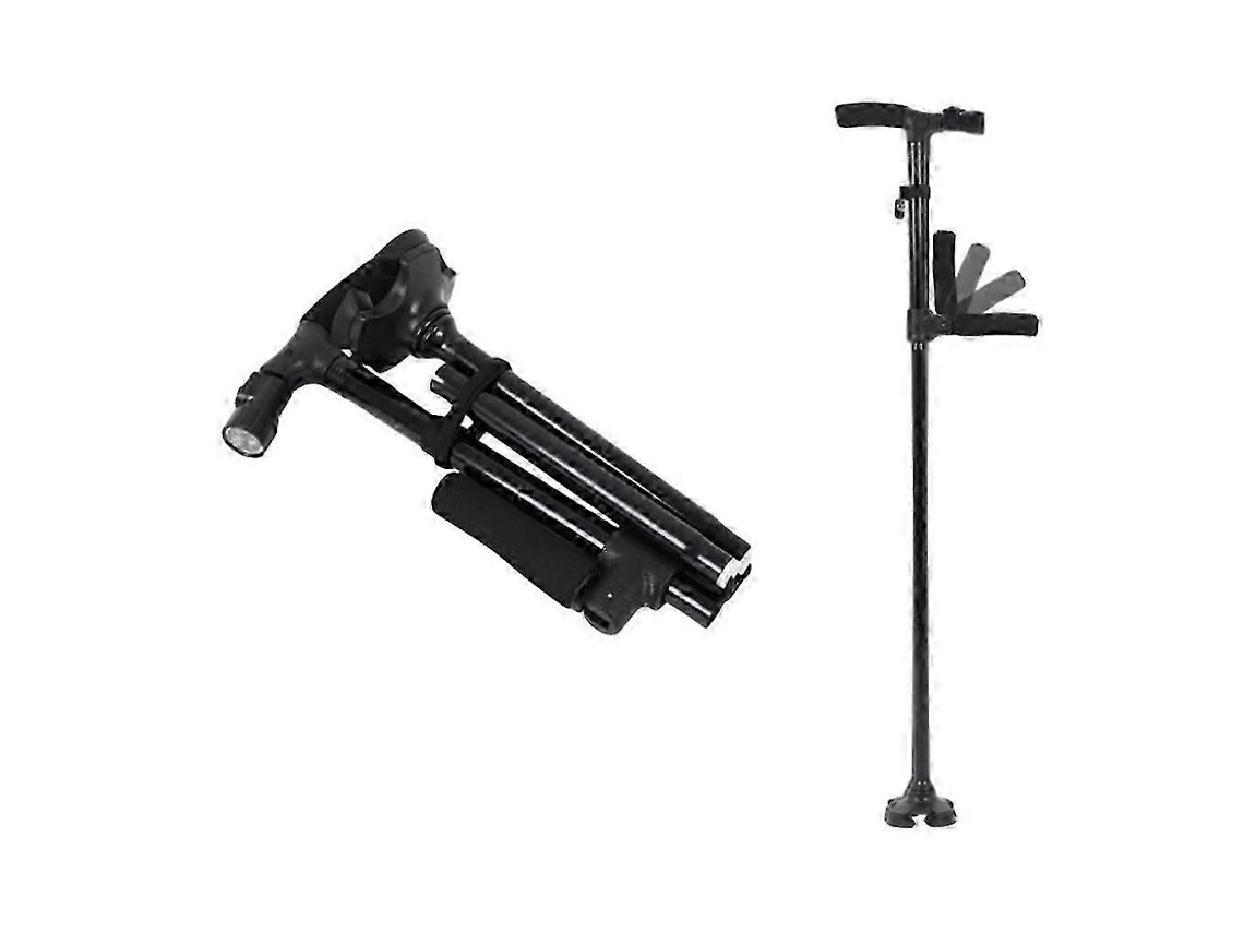 Bastón plegable con luz LED para personas mayores, ideal para caminar con seguridad.