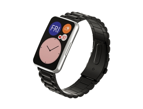 Correa de reloj inteligente para Huawei Watch Fit Metal Three Beads (negro)