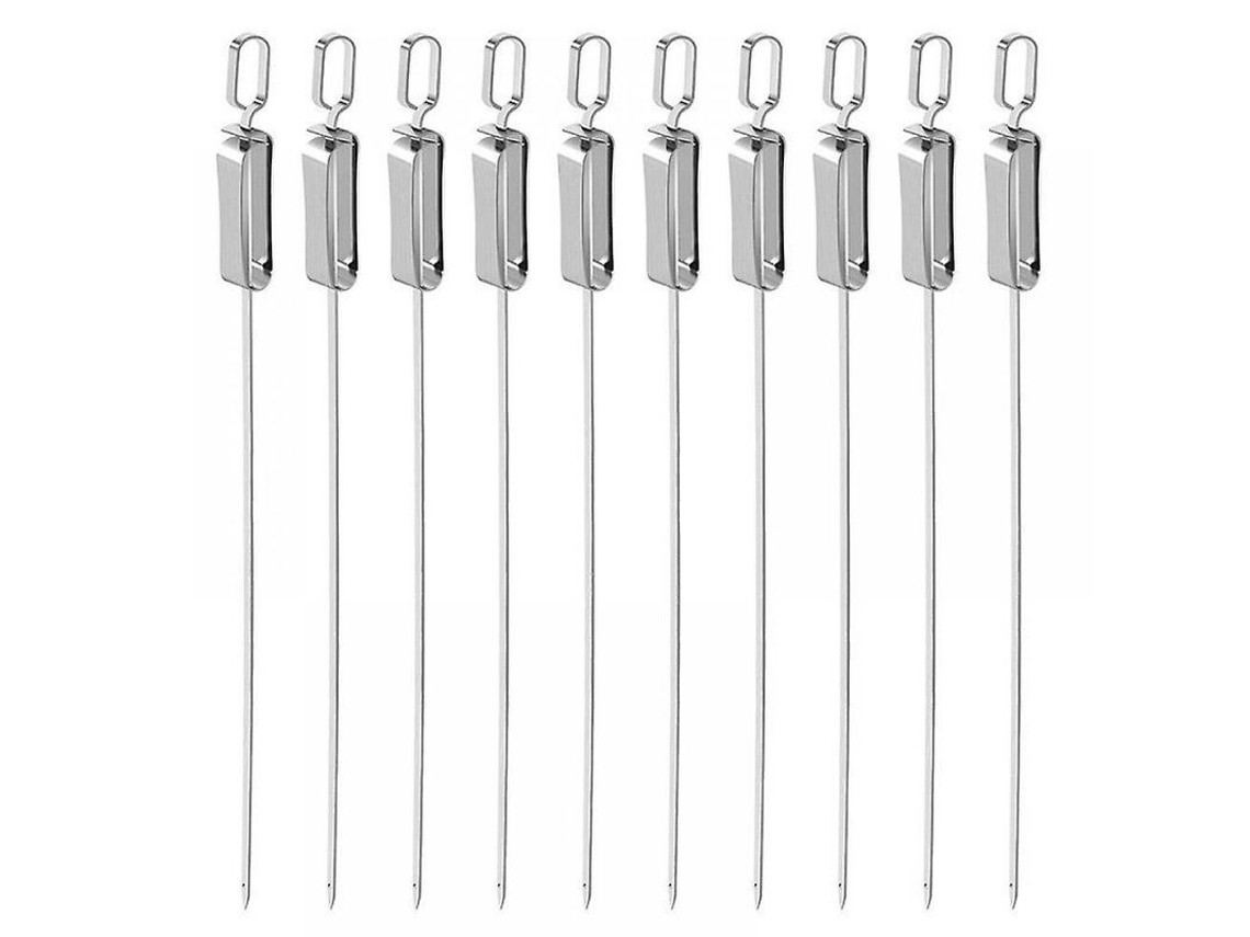 Pinchos De Acero Inoxidable: 10 Grandes Premium 45.3cm Para Barbacoa Y Brochetas - Accesorios De Bbq