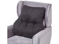 Homescapes Black Back Support Cushion, Faux Suede