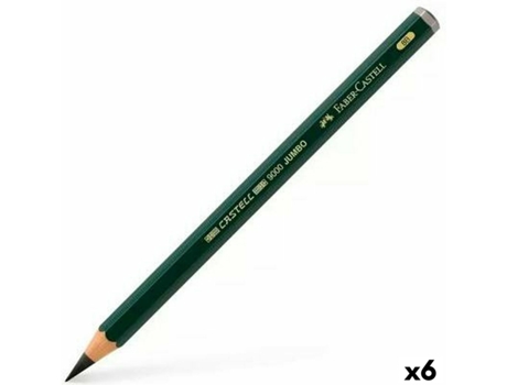 Lápiz FABER-CASTELL 9000 Jumbo 8B Negro 6 Unidades