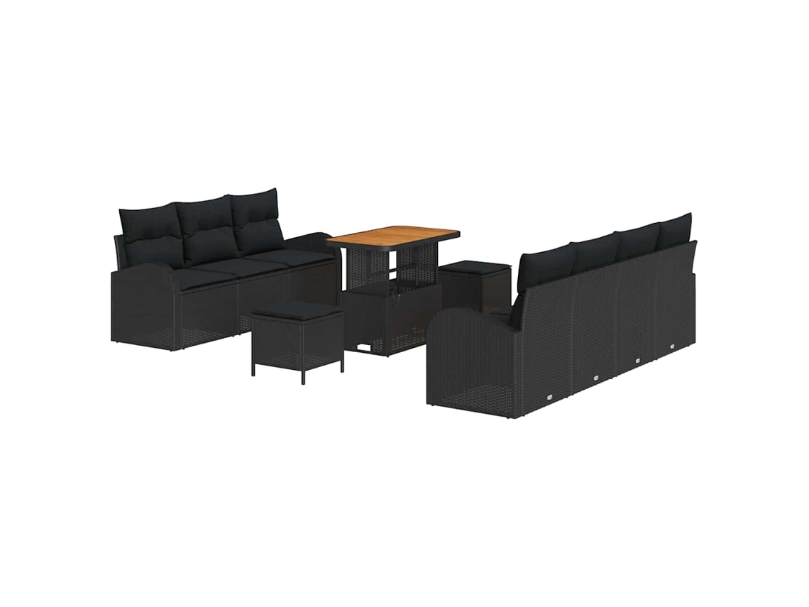 Maison Exclusive - Conjunto De Sofá De Jardín Con Cojín Con Almohada 10 Pcs Negro