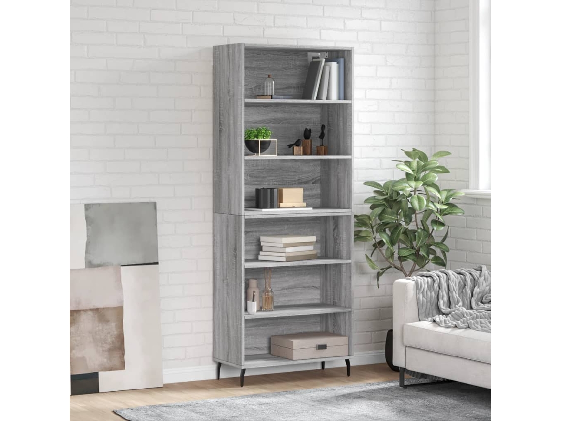 Aparador Alto Madera De Ingeniería Gris Sonoma 69,5x32,5x180 Cm