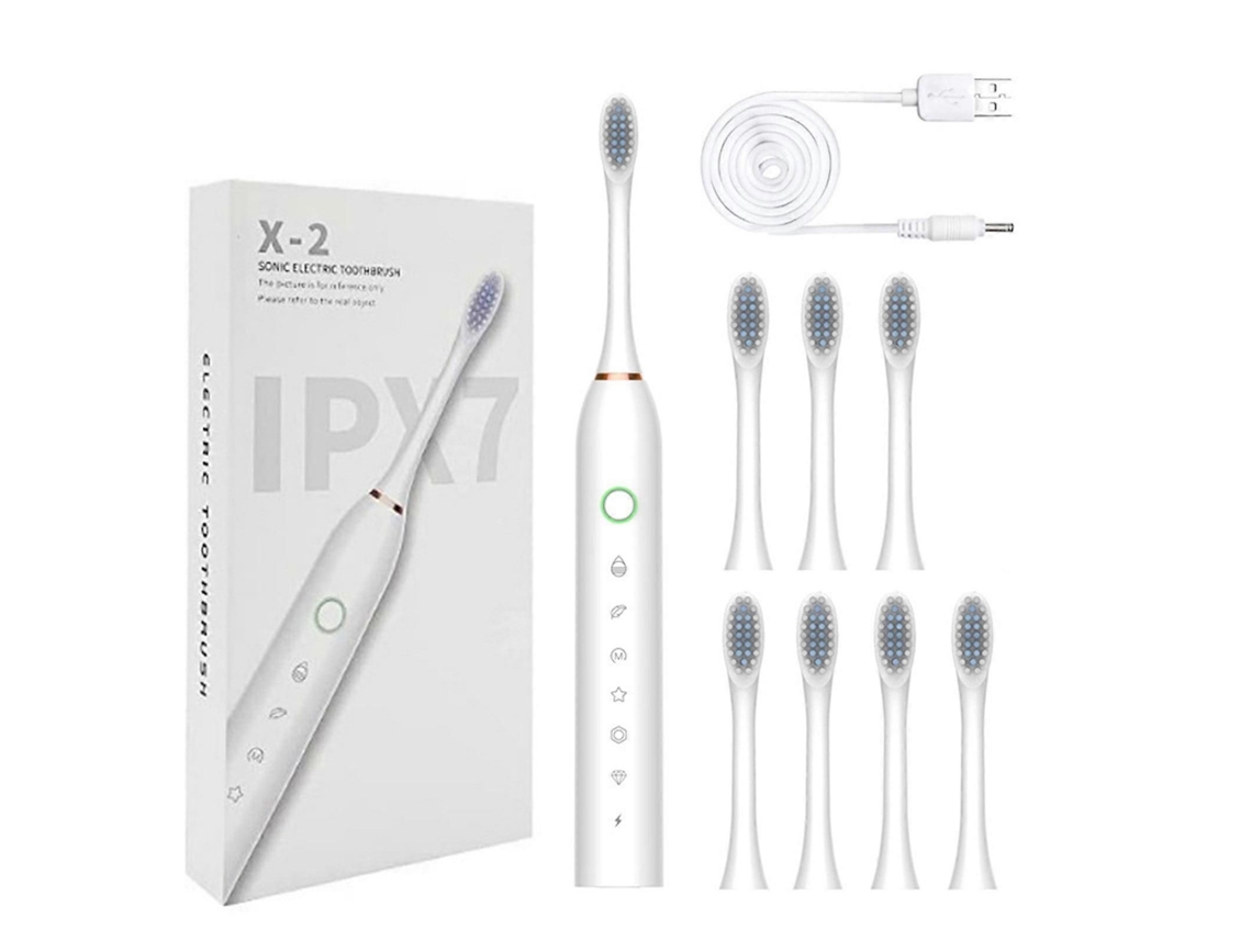 Escova De Dentes Elétrica Com 8 Cabeças De Escova, Temporizador Inteligente De 6 Velocidades E Classificação Ipx7.