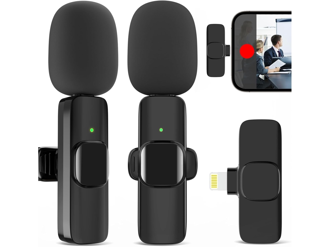 Micrófonos de solapa profesionales para iPhone 14 y modelos anteriores (juego de 2)
