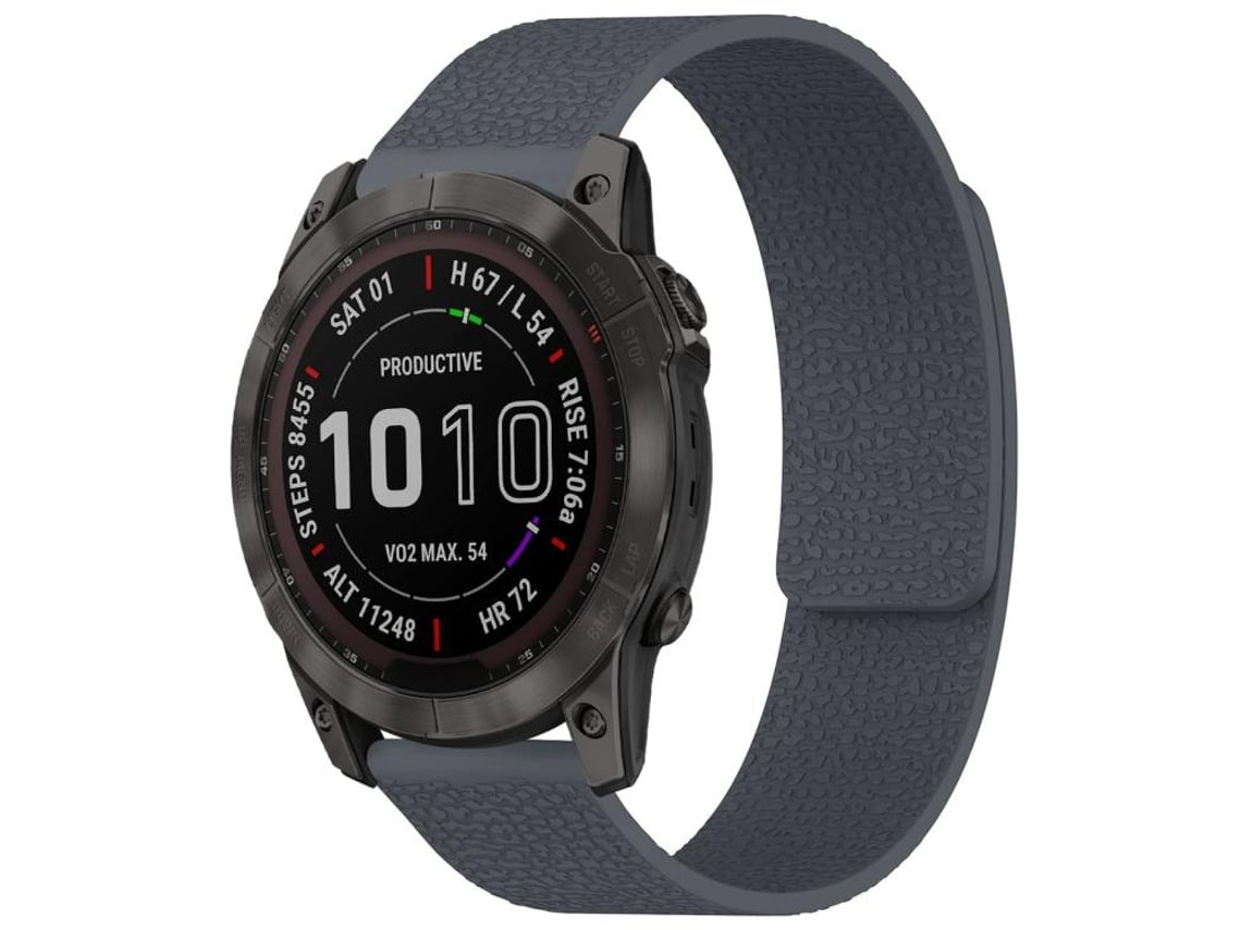 Bracelete Para Garmin Fenix 8 / 7x / 6x / 5x (26mm) - Silicone Magnético - Textura De Lichia Cinza