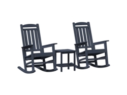 Maison Exclusive - Mecedora 3 Pcs Azul Marino Polietileno