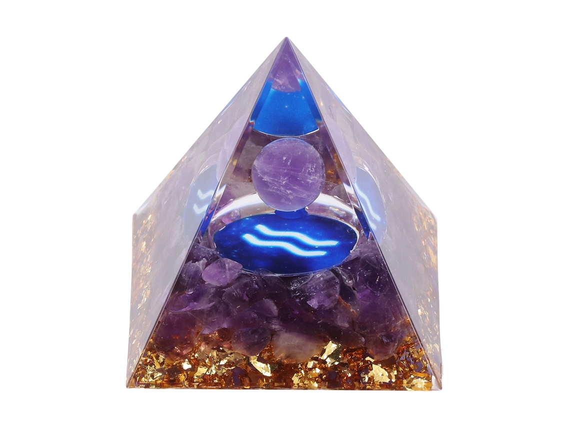 Pirâmide De Energia Com Pedra Para Cura E Equilíbrio De Chakras Resina Positiva