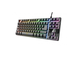 Teclado USB Trust Gxt 833 Thado para juegos en español, negro y plateado (24067vayotoy)