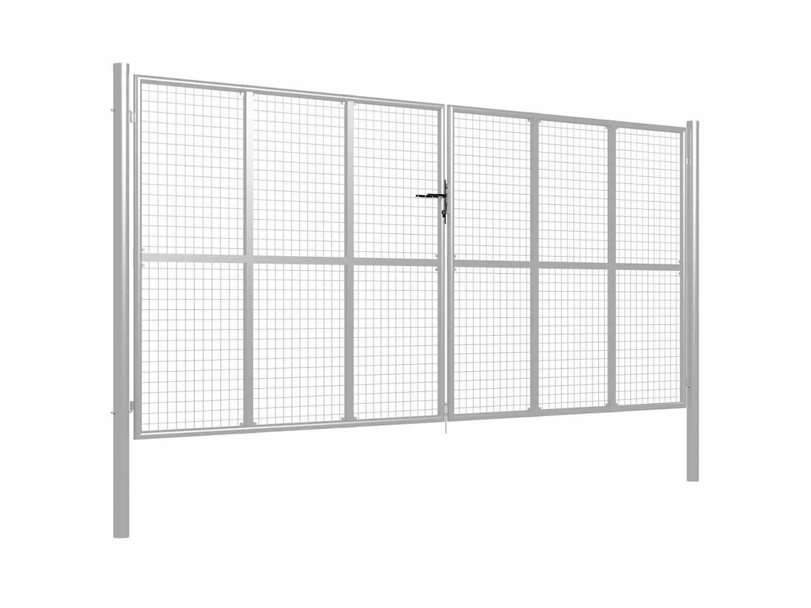 Maison Exclusive - Puerta De Jardín De Acero Galvanizado 400 X 175 Cm Color Plata