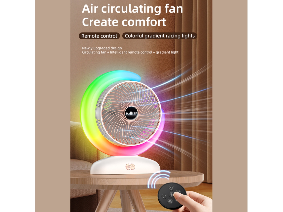2026-ventilador De Escritorio Usb Con Control Remoto 3 Velocidades 5 Modos De Luz Y Temporizador 1h/2h