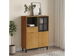 Aparador Alto Con Puerta Vidrio Flam Madera Pino 92x40x122,5 Cm