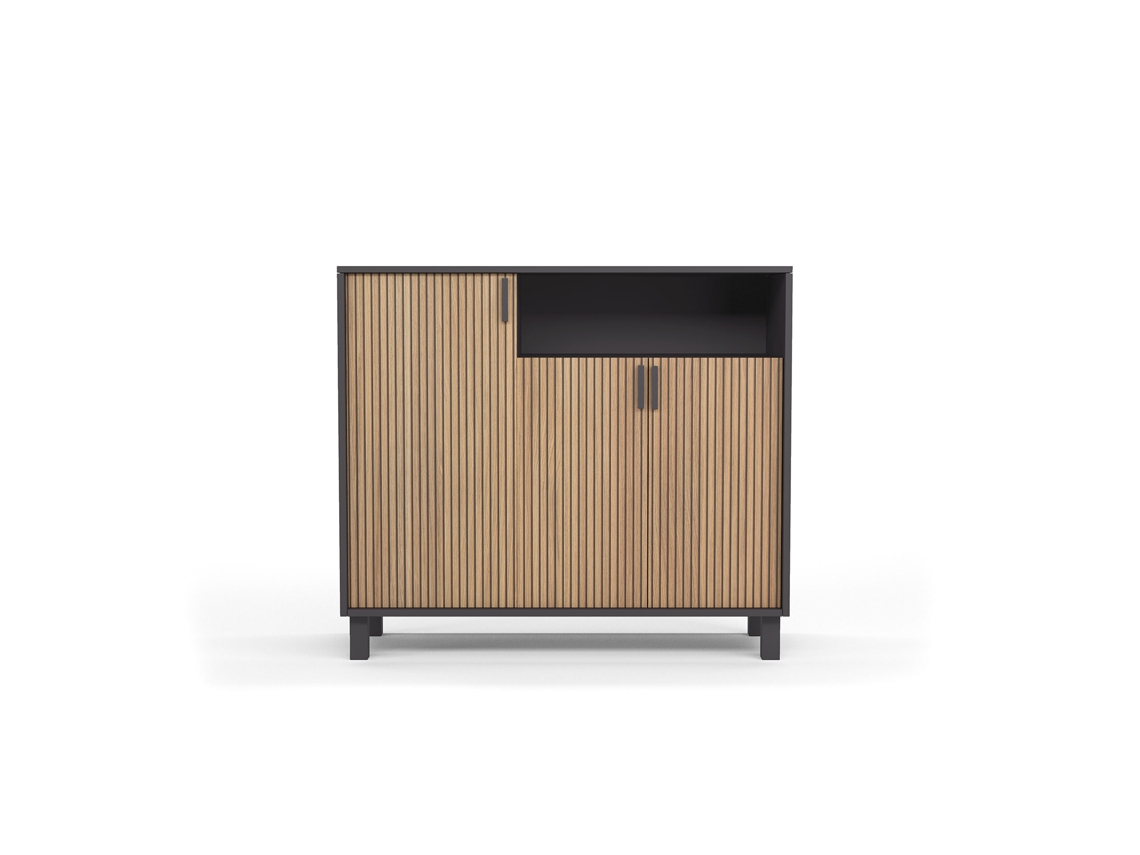 Mueble zapatero HERDASA Gotemburgo Gris grafito, puertas vallado (86 x 100 x 37 cm)