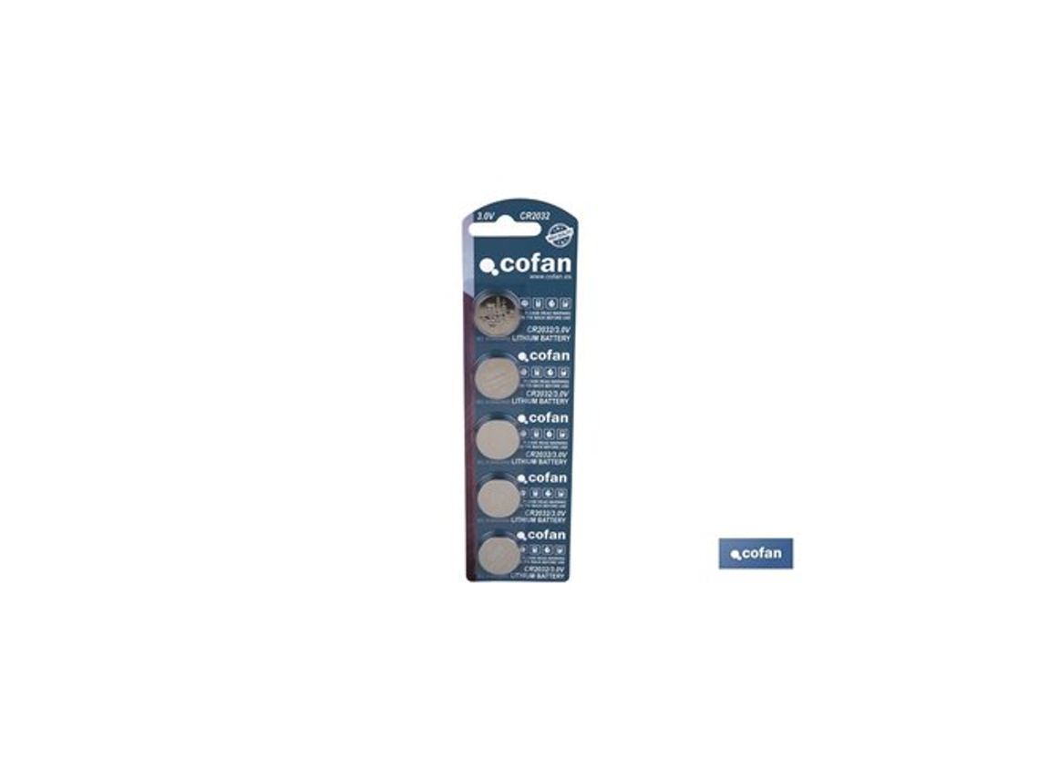 Pilas de Botón Modelo CR2032 Litio 3v Cofan (Blister de 5 Unidades)