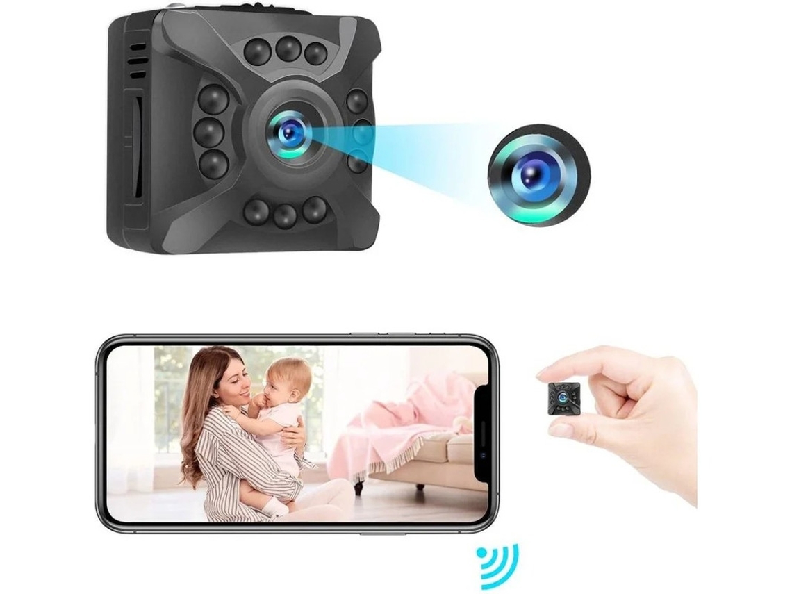 Mini cámara oculta inalámbrica 1080P con wifi y visión nocturna, control por aplicación Yizhood (negra)